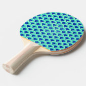 Raquette De Ping Pong Motif à vagues Art déco - turquoise et cobalt (Devant Angle)