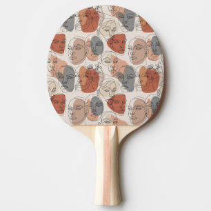 Raquette De Ping Pong Motif abstrait de visage féminin