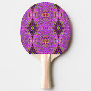 Raquette De Ping Pong Motif Abstrait Rose et Violet Tripant