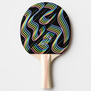 Raquette De Ping Pong Motif artistique de rangées de rubans de couleur a