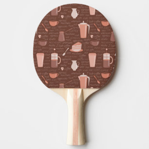 Raquette De Ping Pong Motif avec les éléments relatifs de café
