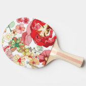 Raquette De Ping Pong Motif avec les fleurs rouges (Côté)