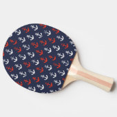 Raquette De Ping Pong Motif blanc et bleu rouge de marine (Côté)