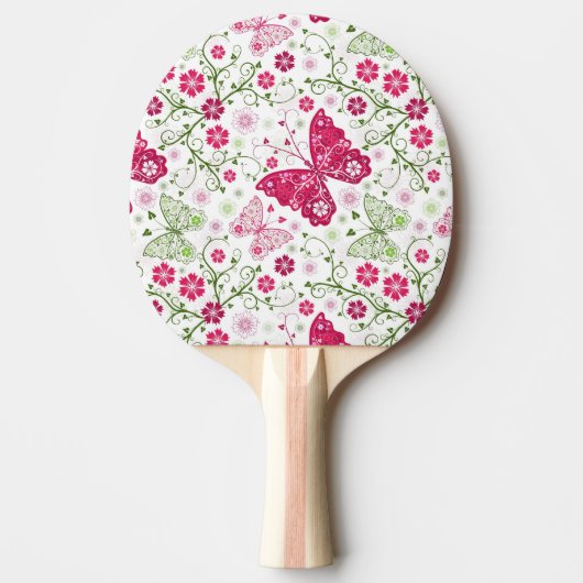 Raquette De Ping Pong Motif blanc floral (Devant)