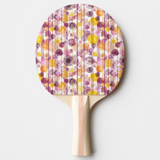 Raquette De Ping Pong Motif blanc rayé tacheté (Devant)