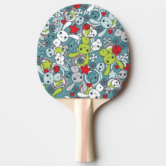 Raquette De Ping Pong motif bleu de kawaii (Devant)