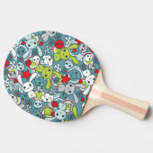 Raquette De Ping Pong motif bleu de kawaii (Côté)