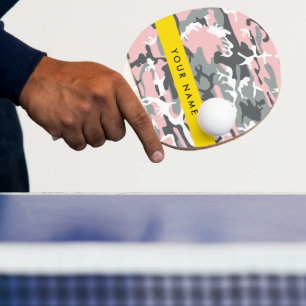 Raquette De Ping Pong Motif camouflage rose et gris Personnalisez votre