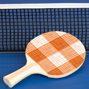 Raquette De Ping Pong Motif carreaux à carreaux gras orange et blanc