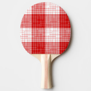 Raquette De Ping Pong Motif carreaux à carreaux rouges et blancs gras