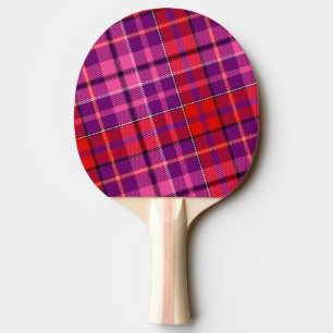Raquette De Ping Pong Motif carreaux tartan rouge rose violet
