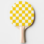 Raquette De Ping Pong Motif chèque À damiers blanc jaune (Dos)