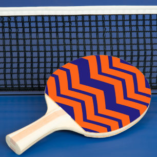 Raquette De Ping Pong Motif chevron zigzag bleu orange