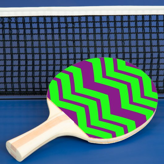 Raquette De Ping Pong Motif chevron zigzag vert violet (Insitu)