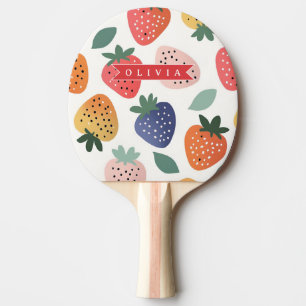 Raquette De Ping Pong Motif Coloré de Fraise Personnalisé d'Été