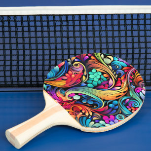 Raquette De Ping Pong Motif coloré Paisley