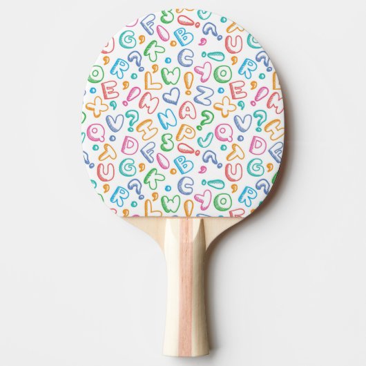 Raquette De Ping Pong motif d'alphabet (Devant)