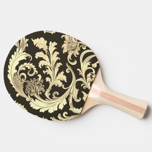Raquette De Ping Pong Motif d'antiquités Brown Fleur (Côté)