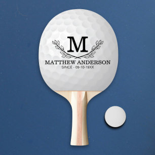 Raquette De Ping Pong Motif de balle de golf personnalisé Nom Monogramme