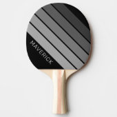 Raquette De Ping Pong Motif de bande rétro noir gris vintage vibe (Devant)