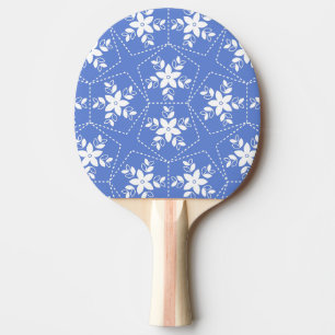 Raquette De Ping Pong Motif de batik moderne fleur florale jasmin blanc