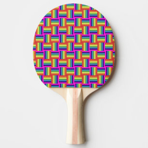Raquette De Ping Pong Motif de bloc arc-en-ciel coloré