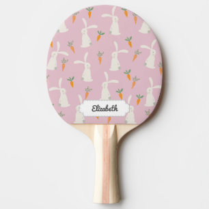 Raquette De Ping Pong Motif de carottes de lapin mignon personnalisable