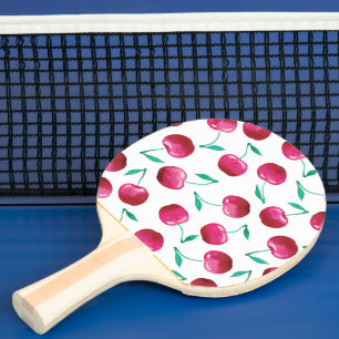 Raquette De Ping Pong Motif de cerise aquarelle