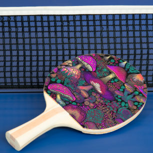Raquette De Ping Pong Motif de champignon psychédélique Trippy