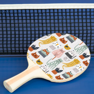 Raquette De Ping Pong Motif de chat à main mignon Doodle
