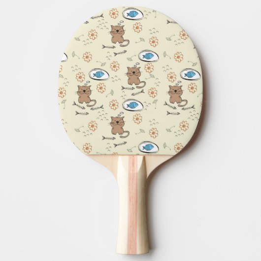 Raquette De Ping Pong motif de chat et de poissons (Devant)
