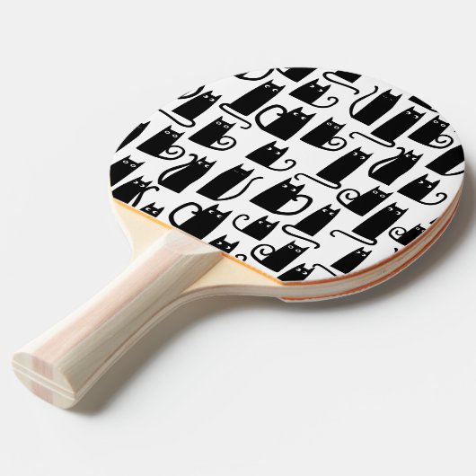 Raquette De Ping Pong Motif de chat noir (Devant Angle)