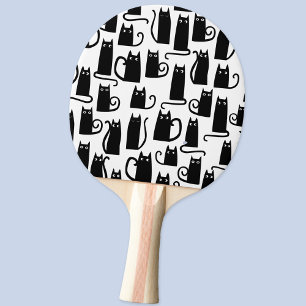 Raquette De Ping Pong Motif de chat noir