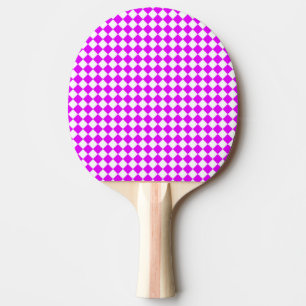 Raquette De Ping Pong Motif de chèques rose et blanc