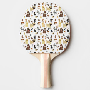 Raquette De Ping Pong motif de chiens arrière - plans blancs.