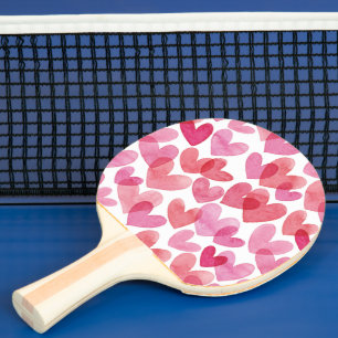 Raquette De Ping Pong Motif de coeur aquarelle