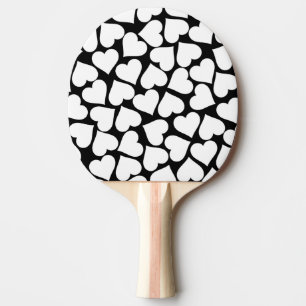 Raquette De Ping Pong Motif de coeur noir et blanc rétro