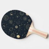 Raquette De Ping Pong Motif de constellation d'étoile d'or bleu minuit (Côté)