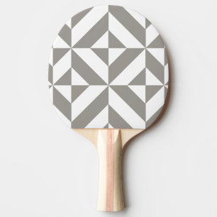 Raquette De Ping Pong Motif de cube géométrique gris argenté