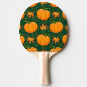 Raquette De Ping Pong Motif de départ d'automne du Citrouille orange