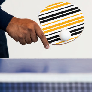 Raquette De Ping Pong Motif de design à rayures jaunes noires et blanche