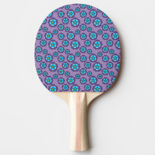 Raquette De Ping Pong Motif de fleurs bleu violet