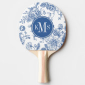 Raquette De Ping Pong Motif de fleurs bleues (Devant)