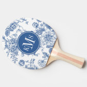 Raquette De Ping Pong Motif de fleurs bleues (Côté)