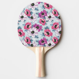 Raquette De Ping Pong Motif de fleurs de couleur d'élégance sur le ble
