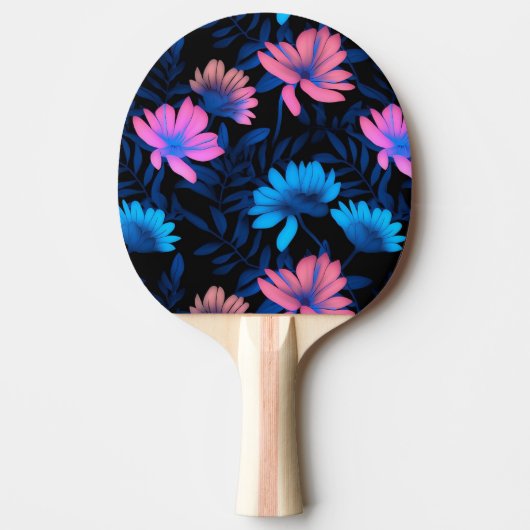 Raquette De Ping Pong Motif de fleurs de néon brillantes (Devant)