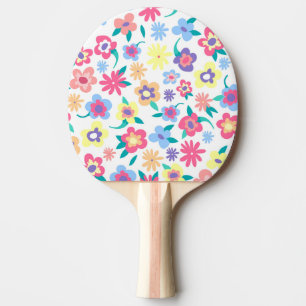 Raquette De Ping Pong Motif de fleurs printanières colorées mignonnes