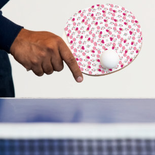 Raquette De Ping Pong Motif de fleurs roses