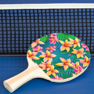 Raquette De Ping Pong Motif de fleurs tropicales hawaïennes
