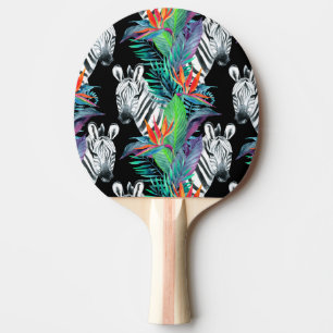 Raquette De Ping Pong Motif De Fleurs Zébrées Et Exotiques
